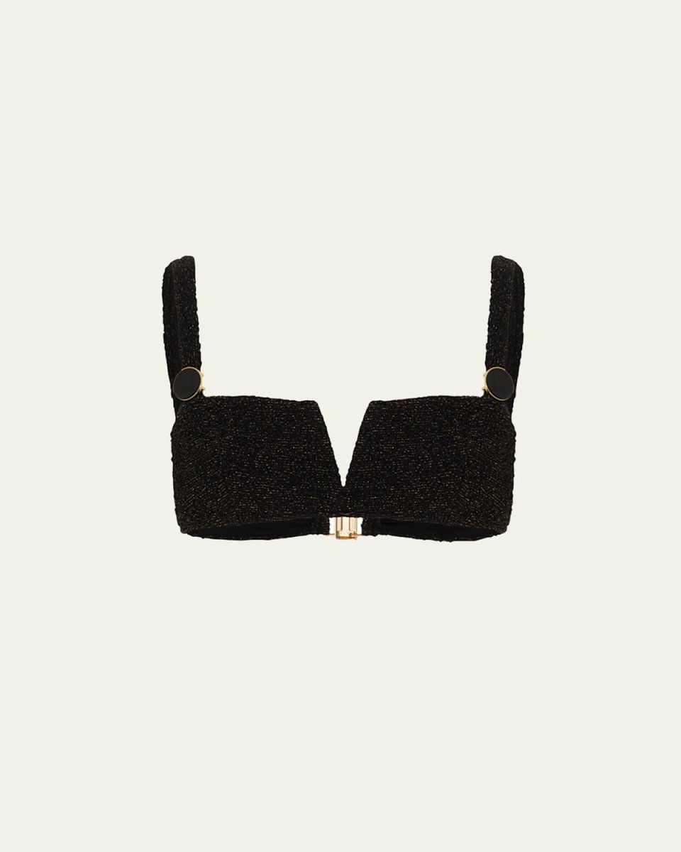 Metallic Jacquard Bikini Top